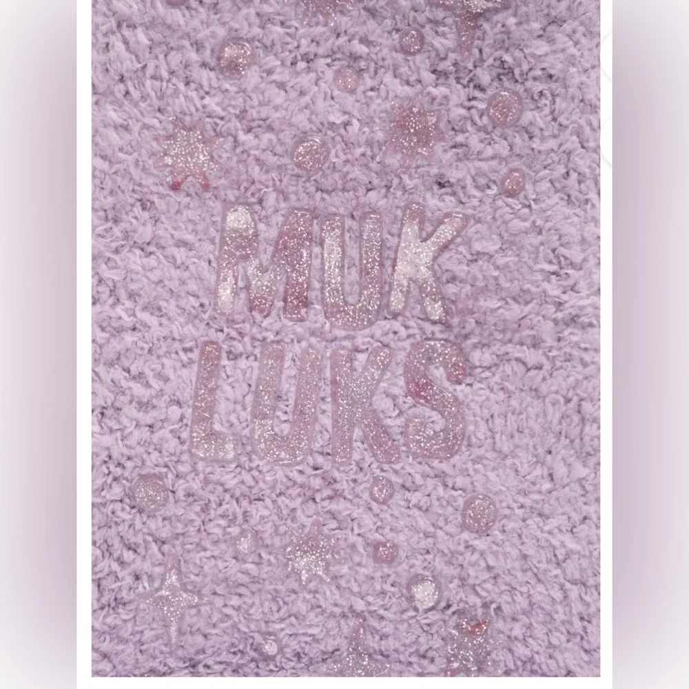 MUK LUKS 2pairs warm & cozy faux fur pink & gray plaid Ankle Height‎ Cabin socks